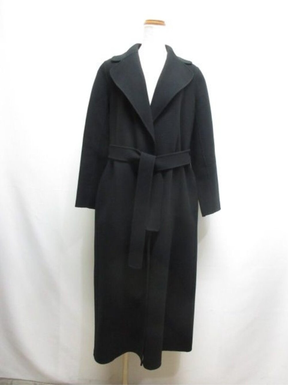 Max Mara S 'S Poldo Virgin Wool Double Face Coat 38 Black Cucito a Mano